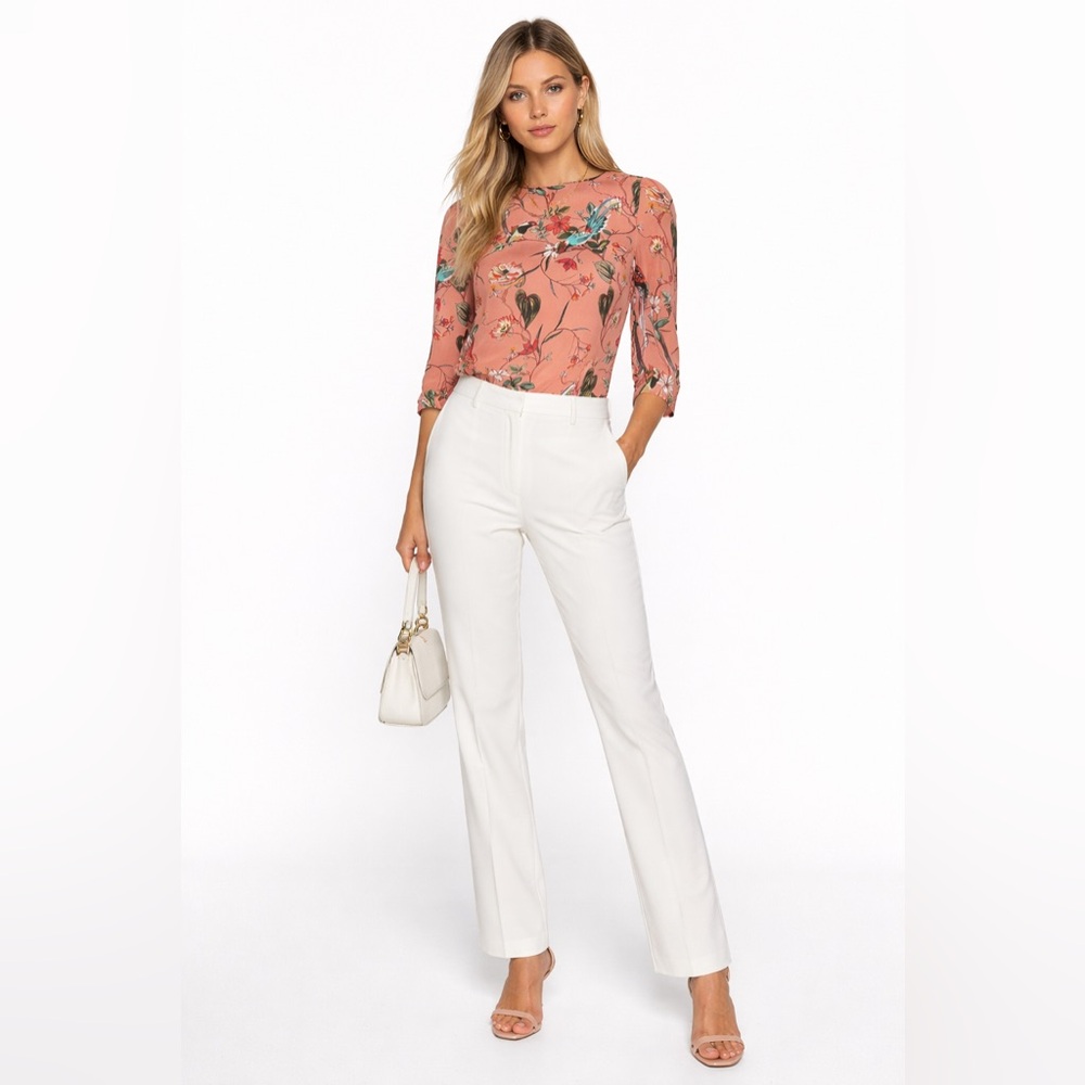 Silk Warehouse Floral Bird Print Silk Blouse — Small